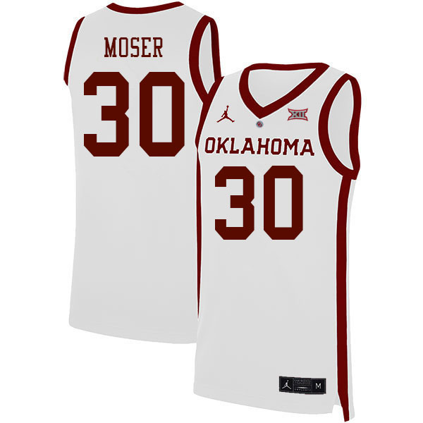 Oklahoma Sooners #30 Jake Moser College Basketball Jerseys Sale-White